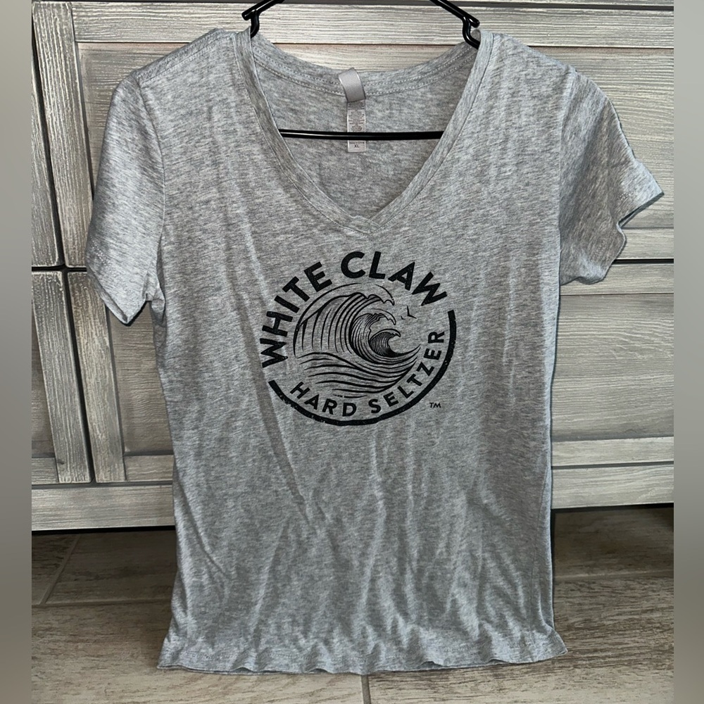 White Claw V-Neck Grey Cotton Tee